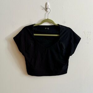 Aerie Black Deep V Crop Top